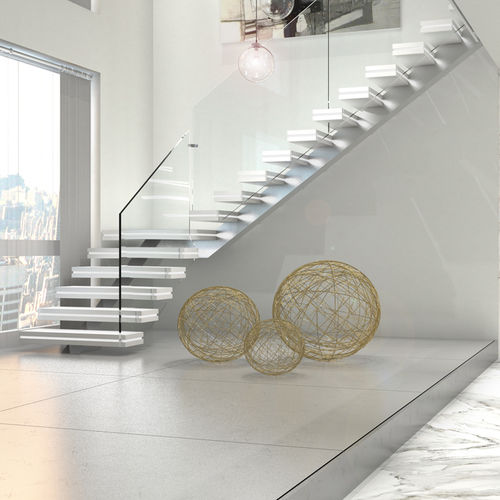 Прямая лестница - PORTOFINO C-B-E-GLASS - ITALIAN FASHION STAIRS - с поворотом на 90° / с поворотом на 180° / со ступеньками из композита