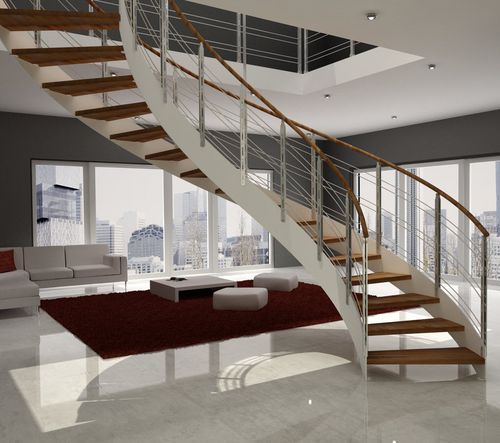 Спиральная лестница - NAUTILUS L-WIRE - ITALIAN FASHION STAIRS - с деревянными ступеньками / стальная конструкция / для бытового использования