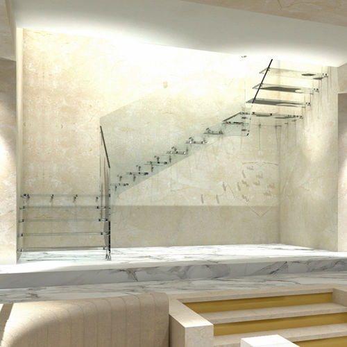 Прямая лестница - SBALZO ALL E-GLASS - ITALIAN FASHION STAIRS - с поворотом на 90° / с поворотом на 180° / со стеклянными ступеньками