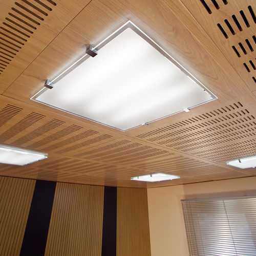 Декоративная панель для подвесных потолков - L1 - Ideatec Advanced Acoustic Solutions - огнезащитная / с подсветкой / из дерева