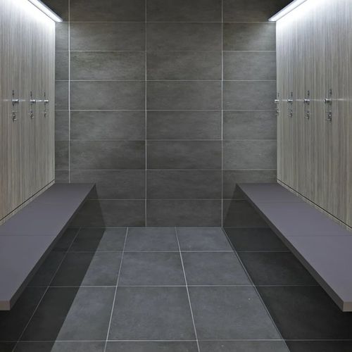 Современная скамейка для раздевалки - UP - Fit Interiors - из МДФ / из ламината / без спинки