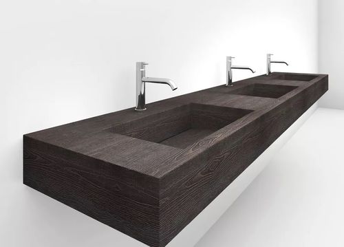 Настенная раковина - SIMPLE - Fit Interiors - из стали / со встроенной столешницей / с полкой
