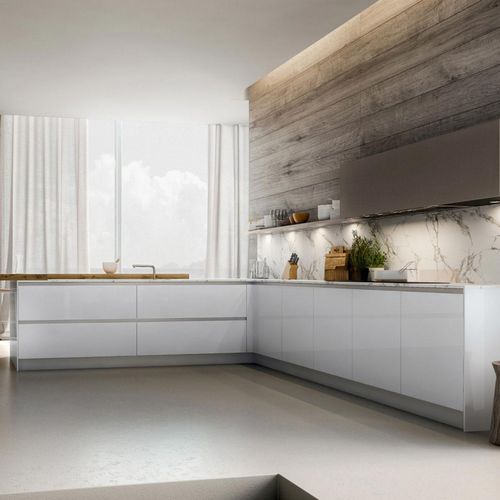 Современная кухня - YOTA : COMPOSIZION 03 - ARMONY CUCINE - из лакированной древесины / L-образная / без ручки