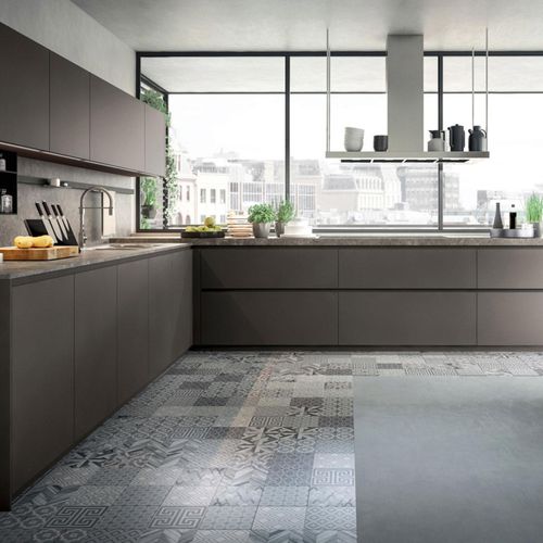 Современная кухня - OMICRON 22 : COMPOSIZION 02 - ARMONY CUCINE - из лакированной древесины / L-образная / без ручки
