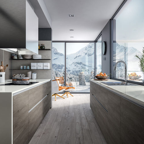 Современная кухня - RHO : COMPOSITION 02 - ARMONY CUCINE - из фанерованной древесины / из меламина / в форме U