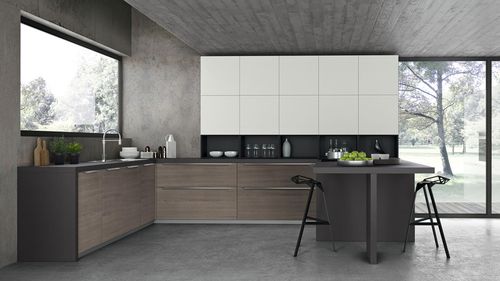 Современная кухня - RHO : COMPOSITION 03 - ARMONY CUCINE - из фанерованной древесины / из меламина / в форме U