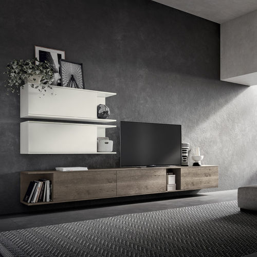 Современный настенный комплект для ТВ - RHO : COMPOSITION 04 - ARMONY CUCINE - из фанерованной древесины / из меламина