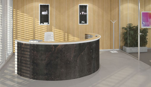 Полукруглая административная стойка - CIAO PIÙ - Codutti Furniture Srl - из натурального камня / из дерева