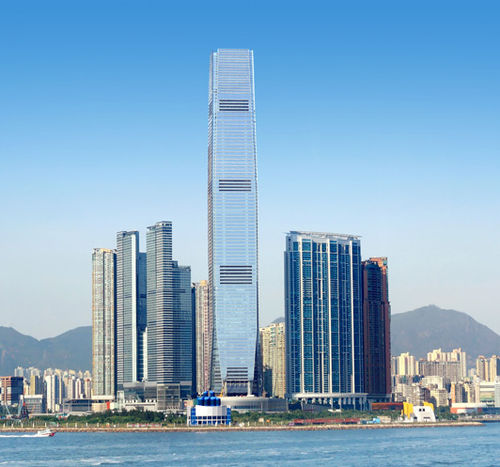 Тонкостенная перегородка VEP - INTERNATIONAL COMMERCE CENTRE - Permasteelisa - из алюминия и стекла