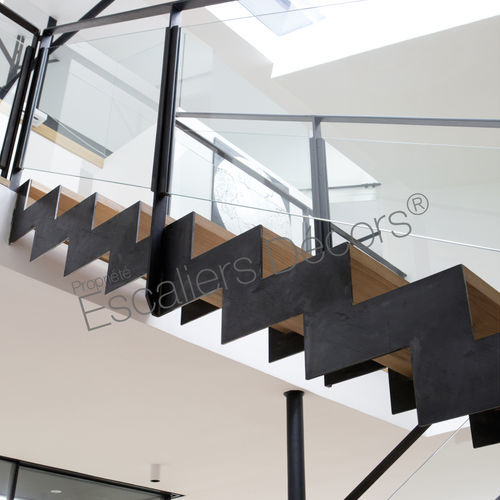 Прямая лестница - ELLE DT127 ESCA'DROIT®  - ESCALIERS DECORS - с деревянными ступеньками / стальная конструкция / для бытового использования
