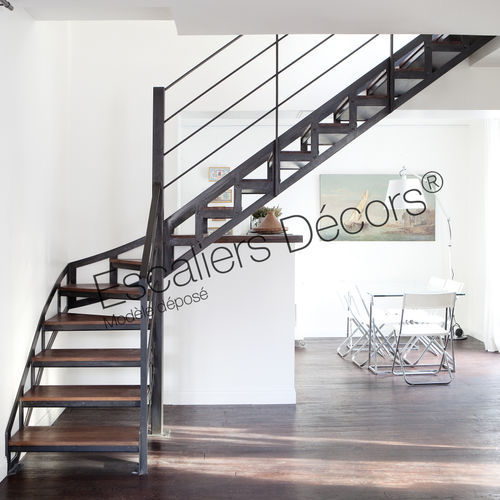 Лестница с поворотом на 90° - FERDINAND DT100 ESCA'DROIT® - ESCALIERS DECORS - с деревянными ступеньками / стальная конструкция / для бытового использования