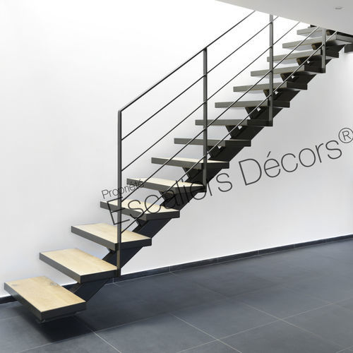 Прямая лестница - DT119 ESCA'DROIT®  - ESCALIERS DECORS - с деревянными ступеньками / конструкция из лакированной стали / для бытового использования