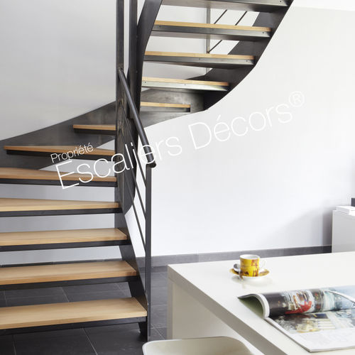 Лестница с поворотом на 180° - LOFT DT103 ESCA'DROIT® - ESCALIERS DECORS - с деревянными ступеньками / стальная конструкция / для бытового использования