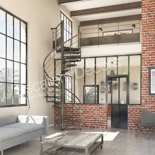 Винтовая лестница - ATELIER LOFT SH50 SPIR'DÉCO®  - ESCALIERS DECORS - с металлическими ступеньками / стальная конструкция / для интерьера