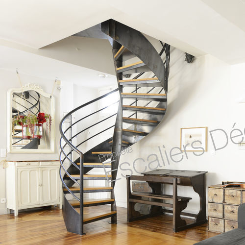 Спиральная лестница - LOFT DH129 SPIR'DÉCO®  - ESCALIERS DECORS - с деревянными ступеньками / стальная конструкция / для бытового использования