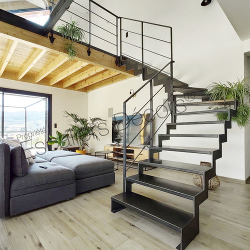 Лестница с поворотом на 90° - ELLE DT177 - ESCALIERS DECORS - с металлическими ступеньками / из металла / для бытового использования