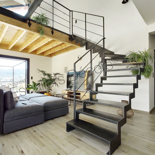 Лестница с поворотом на 90° - LOFT DT177 - ESCALIERS DECORS - с металлическими ступеньками / из металла / для бытового использования