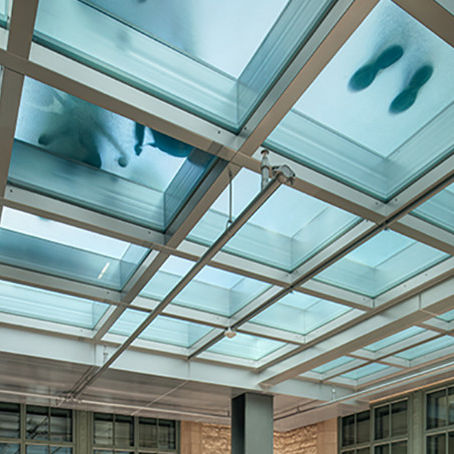 Стеклянная панель противопожарная защита - FIREFRAMES CLEARFLOOR® SYSTEM - TGP - пламестойкая / закаленная / слоистая