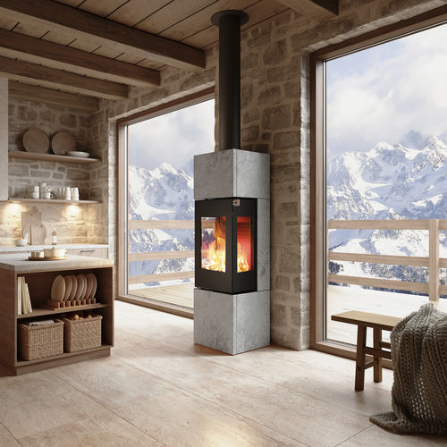 Печь-камин на дровах - NEXO 160 SPECKSTEIN - Attika Feuer AG - 5 кВ...10 кВ / отдельностоящая / с 3 поверхностями