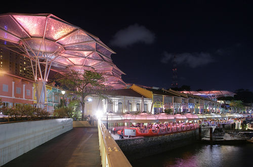 Архитектурная мембрана из этилентетрафторэтилена - CLARKE QUAY SHOPPING MALL - Hightex - для натяжной конструкции / для крыш / прозрачная
