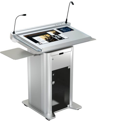 Пюпитр для конференций - ILS SYNERGY QC - Intelligent Lectern Systems - с персонализированным логотипом / обработанный / вертикальное положение