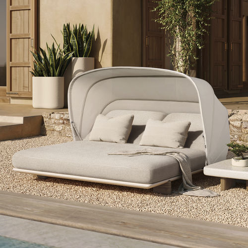 Современный полудиван - Milos - VONDOM - из ткани / из полиуретана / с основанием из ироко