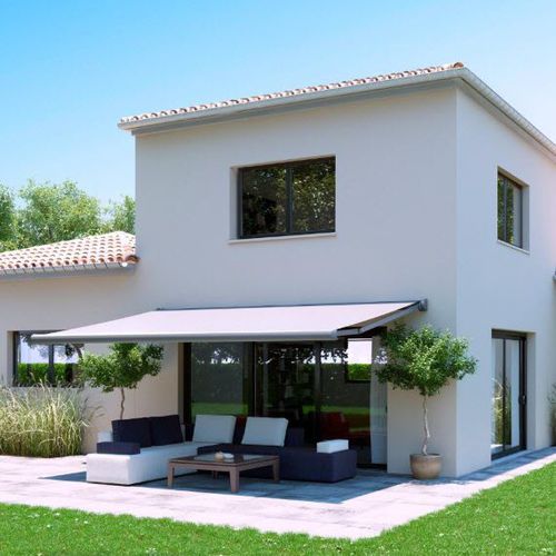 Проекционный матерчатый навес - MALAGA® - Roche Habitat - ящик / механизированный / для террасы