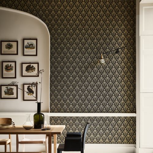 Классический обои - BOROUGH HIGH ST  - The Little Greene - мотив барокко / металлизированный эффект / серый