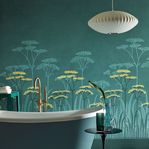 Современный обои - ACHILLEA - The Little Greene - в цветочек / имитация обоев / серый