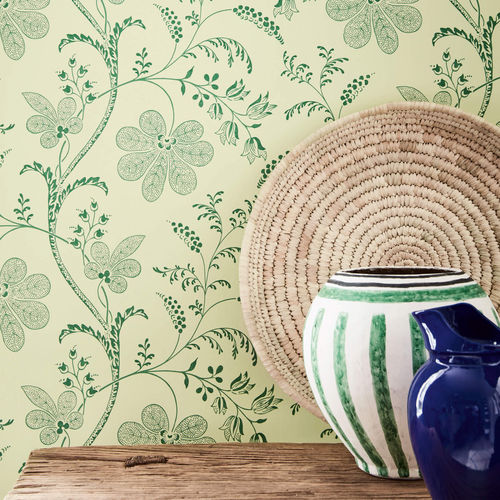 Классический обои - BEDFORD SQUARE - The Little Greene - в цветочек / имитация ткани / синий