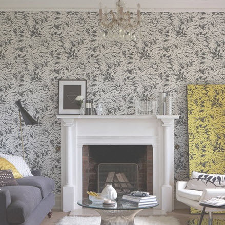 Классический обои - FERN - The Little Greene - в цветочек / имитация ткани / синий