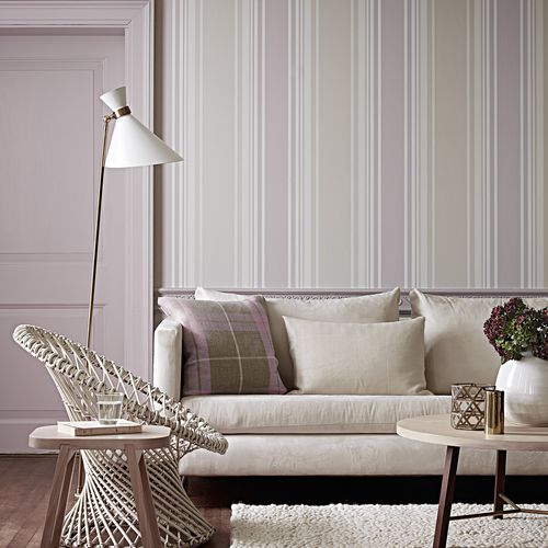 Стилизованный обои - TENTED - The Little Greene - в полоску / имитация ткани / серый