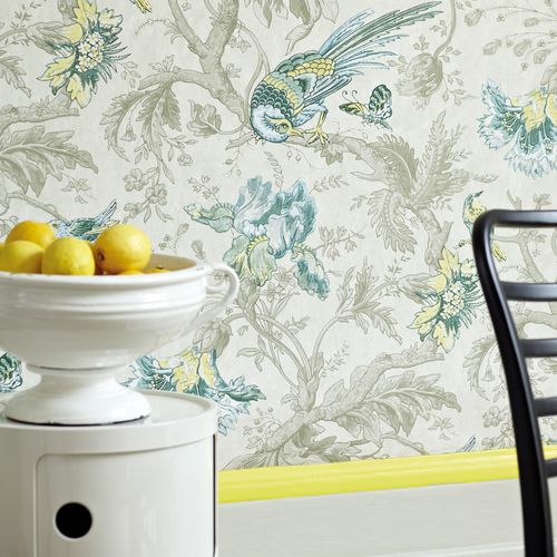 Классический обои - CROWE HALL LANE - The Little Greene - в цветочек / с рисунком животных / имитация обоев