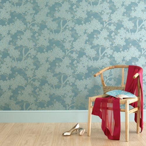 Классический обои - CAMELLIA  - The Little Greene - из шелка / в цветочек / дамасский