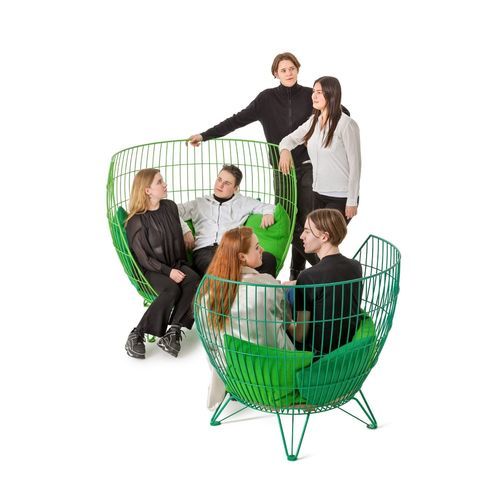 Современное кресло - Big, Small & Mini Basket - NOLA INDUSTRIER - из ткани / из дуба / из нержавеющей стали
