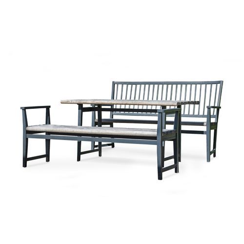 Классический комплект стол-лавки - Leksand - NOLA INDUSTRIER - из дуба / из кумару / из алюминия