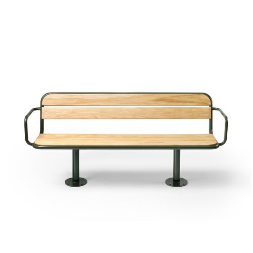 Современная общественная скамейка - Gry - NOLA INDUSTRIER - из сосны / из дуба / из стали, покрытой порошком