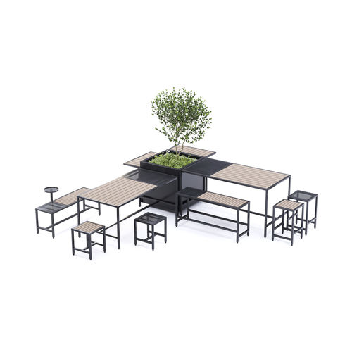 Современный комплект стол-лавки - Join Furniture Series - NOLA INDUSTRIER - из дуба / из стали / из оцинкованной стали