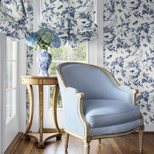 Ткань для штор - NEWLANDS TOILE - Thibaut - в цветочек / из хлопка / сухая чистка