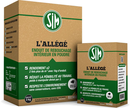 Штукатурка для шпаклевки - SIM L'ALLÉGÉ  - B.E.M.R - для внутреннего применения / для стены / гладкая