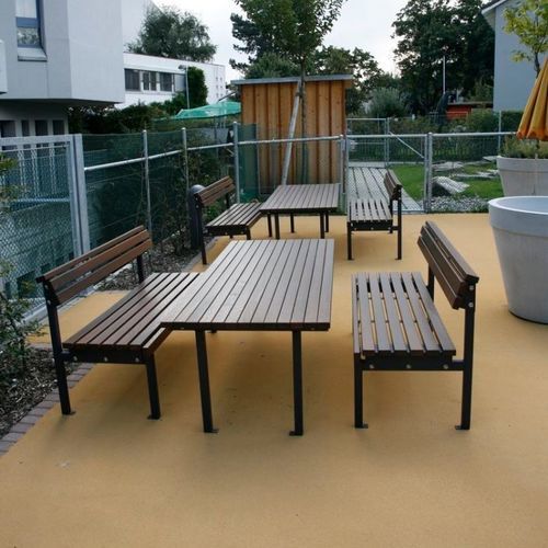 Современный стол для пикника - QUATTRO - Euroform K. Winkler GmbH - из лиственных пород дерева / с основанием из оцинкованной стали / прямоугольный