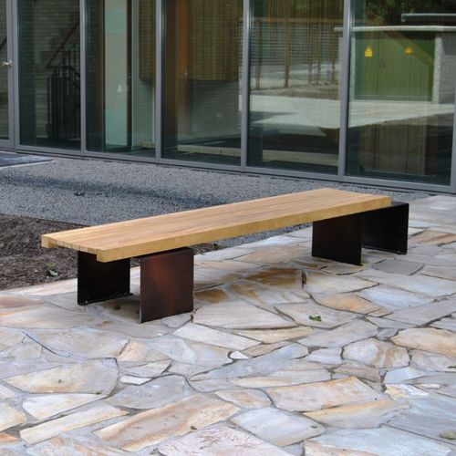 Современная общественная скамейка - LINEA 387 LIGHT - Euroform K. Winkler GmbH - из лиственных пород дерева / из гальванизированной стали / из стального листа