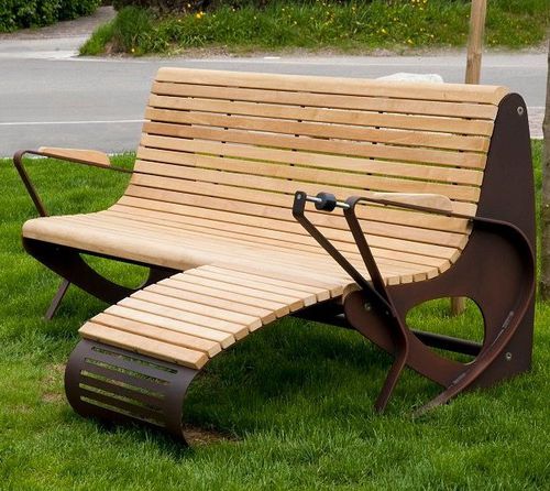 Общественная скамейка уникальный дизайн - ALLRELAX - Euroform K. Winkler GmbH - из лиственных пород дерева / из гальванизированной стали / из стального листа