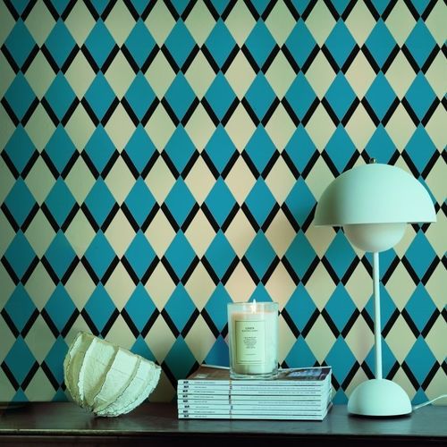 Современный обои - HARLEQUIN - Agena Srl - c геометрическим рисунком / имитация обоев / зеленый