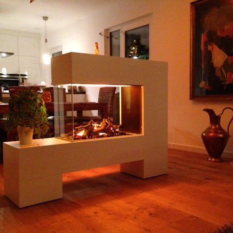 Электрический камин - ASPECT-13-L100 de Luxe - Kamin-Design GmbH & Co KG Ingolstadt - отдельностоящий / островной / с 3 поверхностями