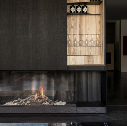 Камин на природном газе - AVENUE MF 1300-60 GHE 3S - Metalfire Architectural fireplaces - пропановый / встраиваемый / напольный