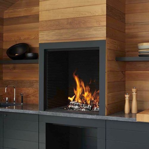 Дровяной камин - UNIVERSAL BBQ 2 - Metalfire Architectural fireplaces - встраиваемый / Односторонний / для сада