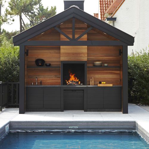 Дровяной камин - UNIVERSAL BBQ - Metalfire Architectural fireplaces - встраиваемый / Односторонний / для сада