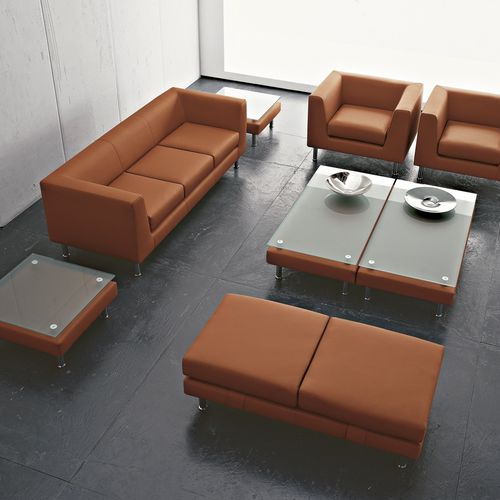 Современный диван - CUBE - LUXY - из кожи / коричневый / контрактный