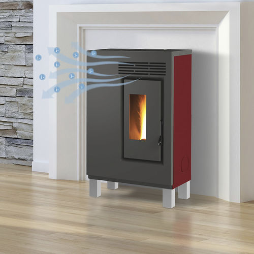 Печь-камин на пеллетах - ECO60H – PIEDINI LEGNO METALLIZZATO - FAIR srl - 0-5 кВ / на ножках / современная